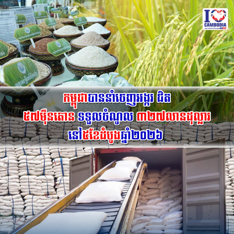 កម្ពុជាបាននាំចេញអង្ករជិត៥៧ម៉ឺ_នតោន_ទទួលចំណូល_៣២៧លានដុល្លារ_នៅ៥ខែដំបូងឆ្នាំ២០២៦